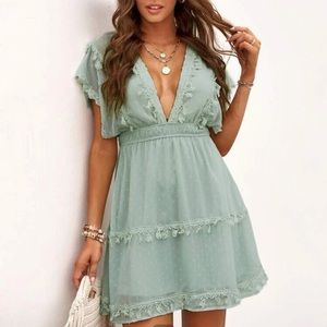 L teal mini dress